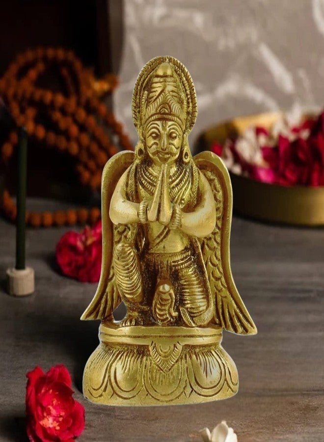 The Advitya تمثال جارودا النحاسي من أدفيتيا | تمثال جارودا النحاسي | تمثال نسر مركبة فيشنو | ديكور منزلي/مكتبي/هدية (الارتفاع 3.6 بوصة، الوزن 340 غرام) - Image 1